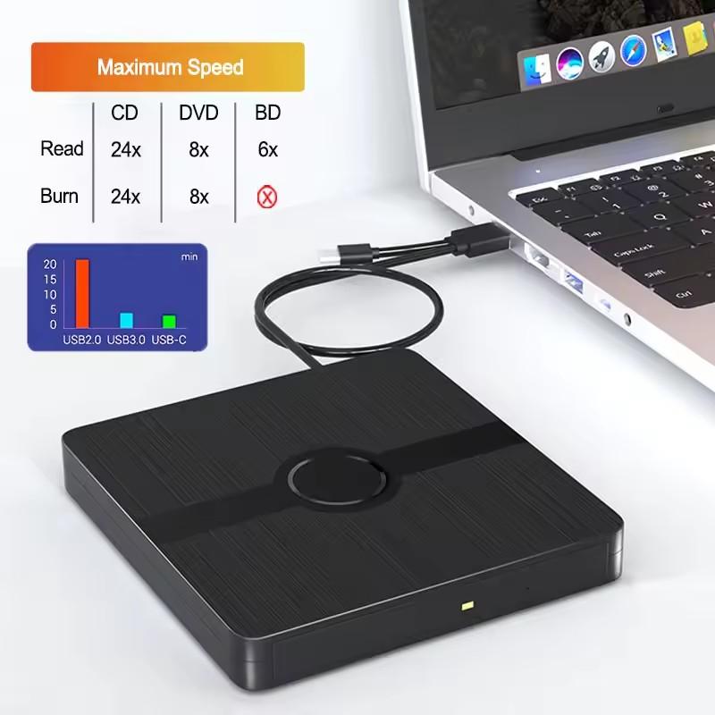 Внешний привод Blu-ray USB 3.0 Портативный 3D BD-Combo Оптический привод CD DVD Проигрыватель CD Пишущий привод Читатель для ноутбука ПК Windows 11/10 Mac