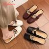 Fashion Aphixta Metal Buckle Spring Slippers Square Toe Outdoor Woman Shoes Slip On Low Heel Slides Zapatos De Mujer Pantunflas Size 42