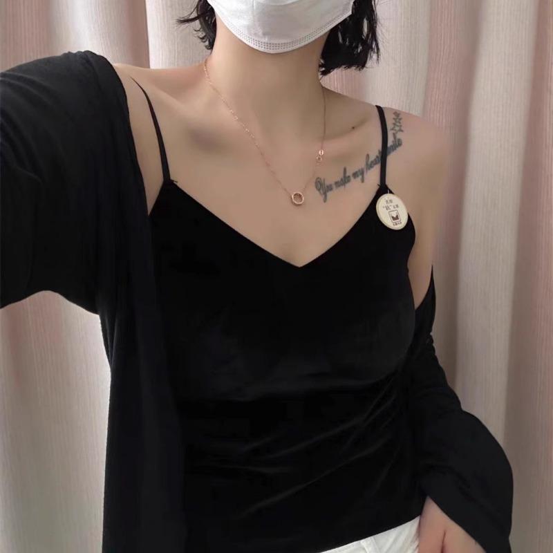 Осень и зима Новый французский сексуальный волос V-образный вырез Canary одна чашка с накладкой на грудь снаружи носить жилет внутри