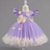 Girls' Baby Sleeveless Dress Short Princess Flower Pink Performance Flying Sleeve Toddler Children's Day Evening Dresses
