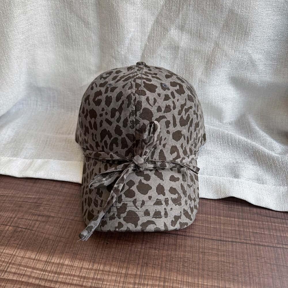 Sunscreen Leopard Print Bow Baseball Cap Sunshade American Style Casquette Cool Girls