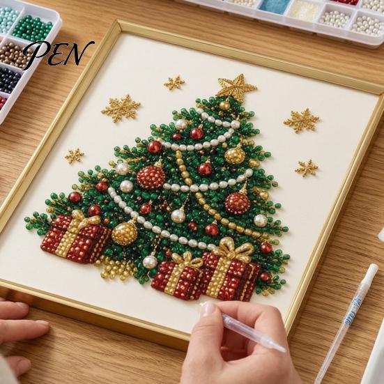 Полная Алмазная Мозаика для Новичков DIY Рождественский Набор для Раскрашивания Жемчугом с Рамкой, Санта Креативный Подарок Мастерам Бисерное Рукоделие Взрослые Новичок, Ручная Работа
