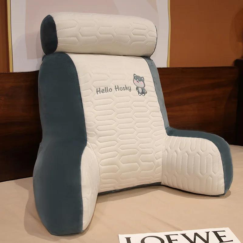 Soft Latex Pillow Headboard Cushion for Bed and Sofa Waist Lumbar Support Pillow with Extended Back Rest Breathable Cover