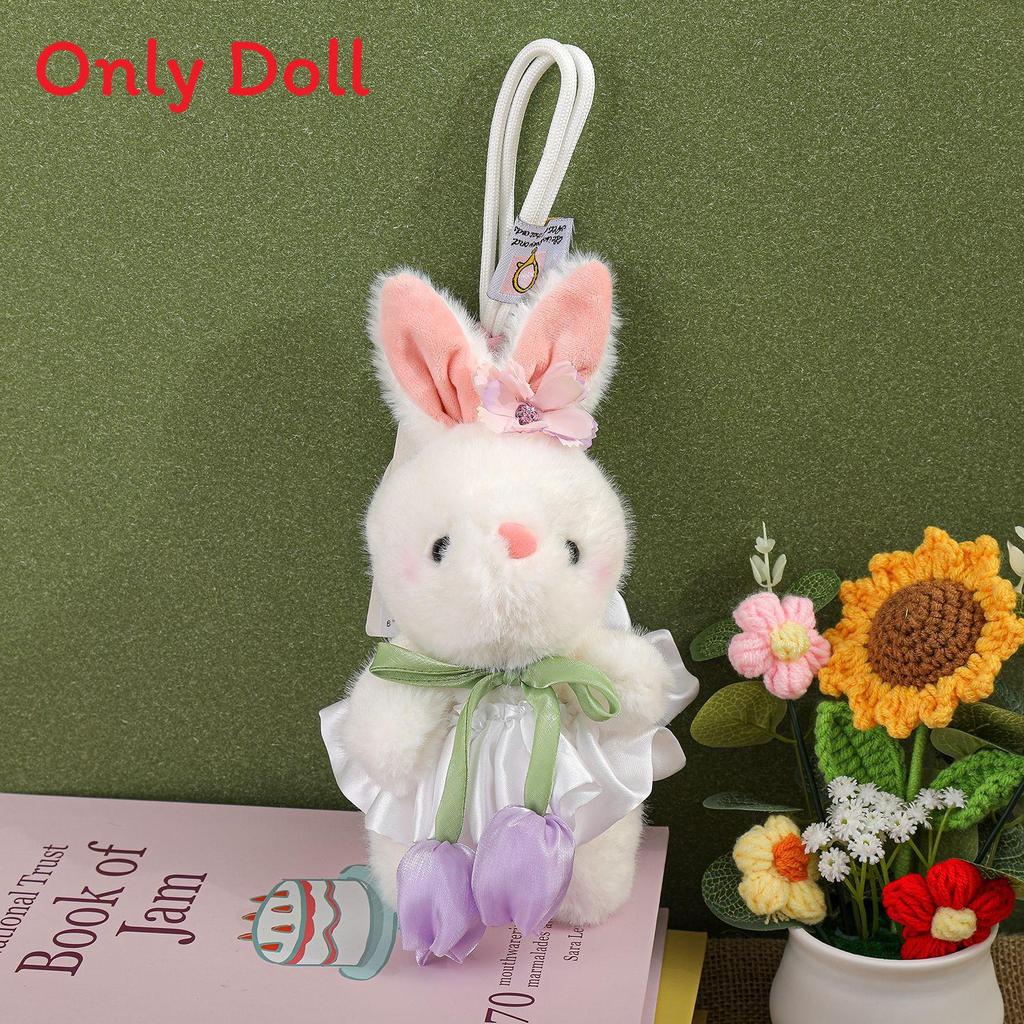 Adorable Bunny Pendant Plush Toy With Lace Accents For Kids And Teens