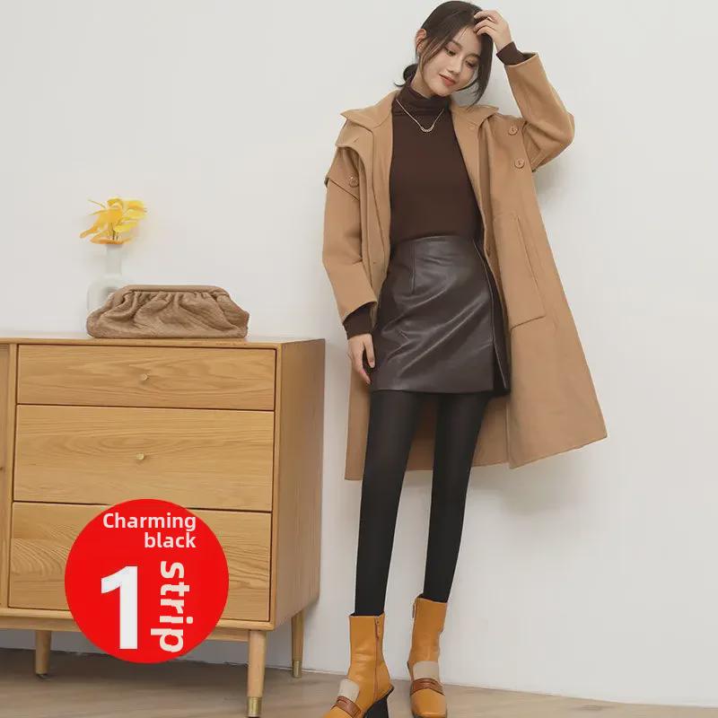 Женские черные прозрачные чулки из стали - колготки-антизацепы на весну/лето с конским маслом телесного цвета