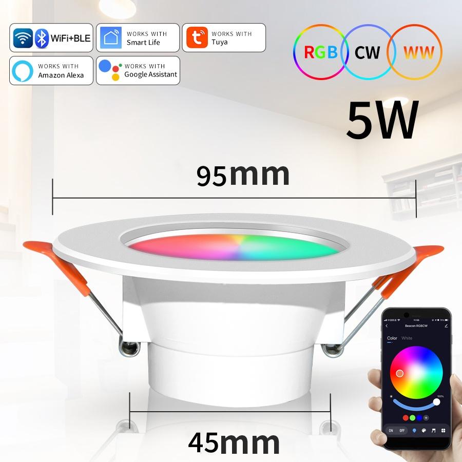 Tuya LED Downlight Wifi Alexa Smart Home Alice Yandex Google Встраиваемый потолочный светодиодный точечный светильник 110 В 220 В Диммируемая RGB-лампа
