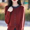 Осень Зима Круглый вырез Однобортный Лоскутный Вязаный Пальто Женский Повседневный Все-сочетаемый Кардиган Свитер Топ