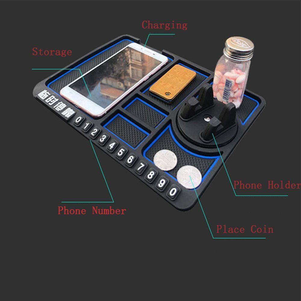 Моющийся коврик для приборной панели автомобиля из полиуретана 4 в 1, многофункциональный держатель для телефона в машину