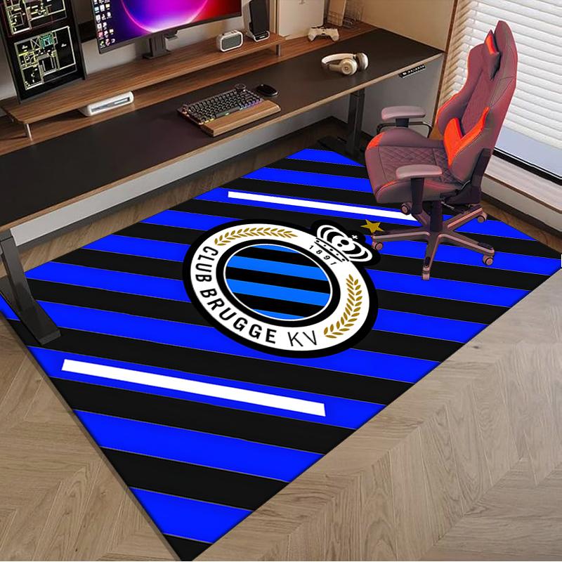 1PC FC Brugge Crest Rug Game Carpet, Floor Mat for Bedroom Living Room Entryway Rug, Home Decor Idea Gift for Christmas birthday