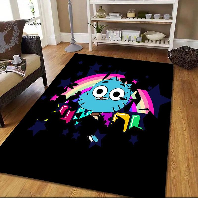 The Amazing World of Gumball4 Flannel Pattern Square Carpet,Area Rug,Carpet Rug for Living Room Bedroom Sofa Playroom Decor,Non-slip Floor Mat
