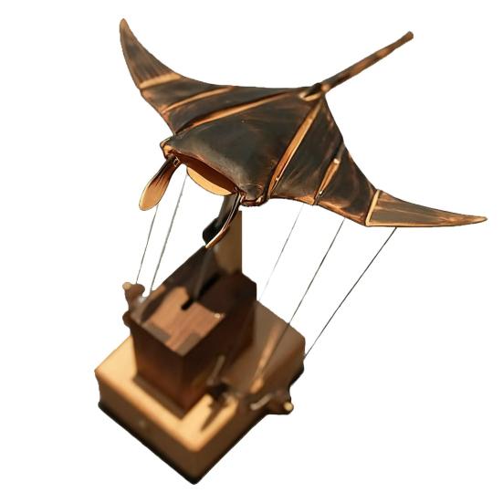 Wooden Electric Manta Ray Ornament Handmade Artisan Bionic Manta Ray Automaton Lifelike Mechanical Ocean