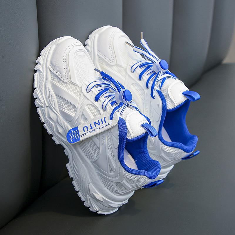 Спортивная обувь для девочек, дышащая сетчатая обувь для пап, новые универсальные белые туфли для мальчиков, повседневная сетчатая обувь для учеников начальной школы