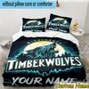 3pcs Custom Name Timberwolves Logo Bedding Set Includes 1 Duvet Cover & 2 Pillowcases for All Seasons Dormitory Home Decor Christmas gifts