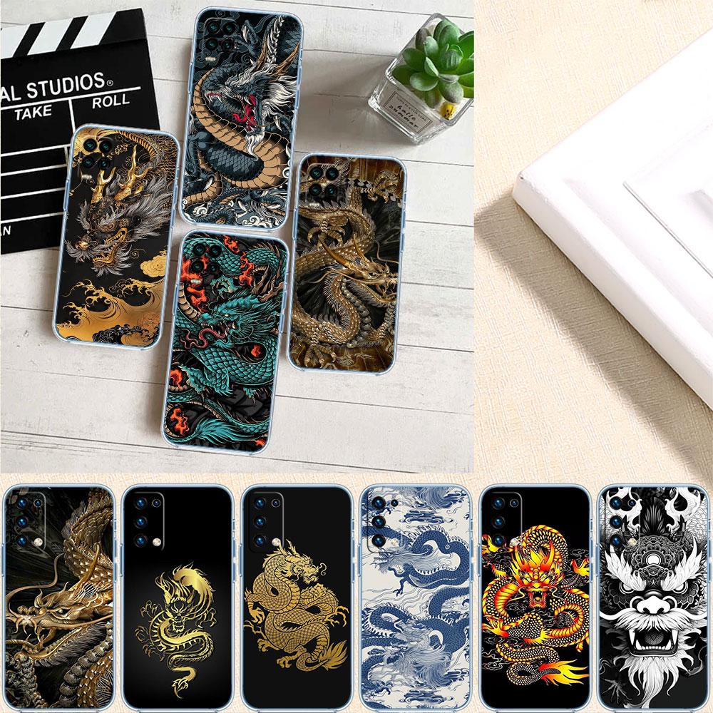 CJ28 Chinese Dragon Soft Shell Transparent Phone Case for Motorola Moto G7 G8 G9 G84 G85 G73 G24 G15 Z2 Play Power Plus