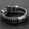 Мужские браслеты из нержавеющей стали с волчьими головами шириной 12 мм, двухслойный браслет-цепочка Franco Link для мужчин, украшения в стиле панк с подарочным пакетом