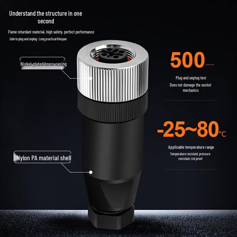 BOSENDE M12 Waterproof Solderless Aviation Sensor Connector