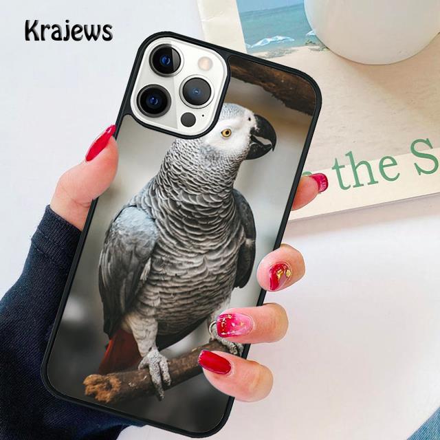 Мягкий чехол-накладка с изображением серого африканского попугая для iPhone 17 Air 16 15 14 plus 12 13 pro max coque Shell Fundas