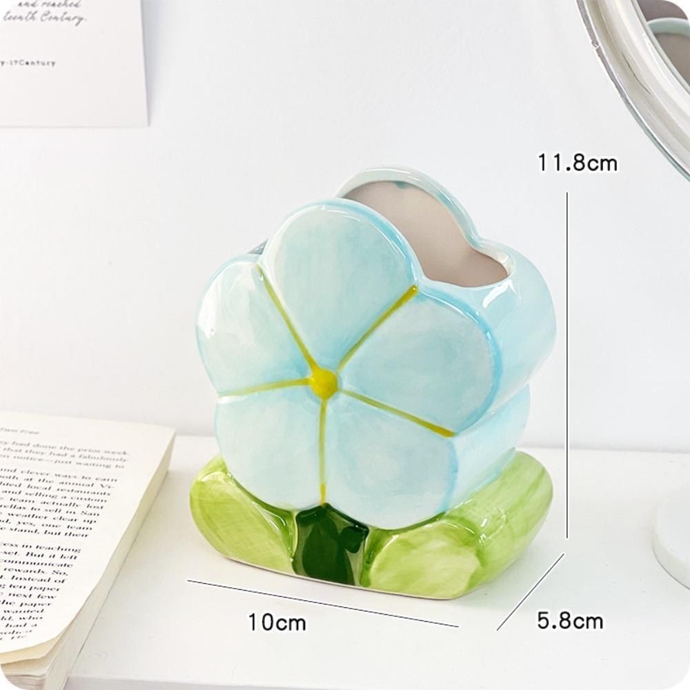 Tulip Flower Flower Makeup Brush Storage Bucket Ceramic Ceramic Tulip Pen Holder  Office Pen Holder