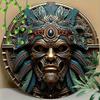 Aztec Warrior 8" Round Wooden Wall Art - Scratch Resistant, Easy-Hang Decor for Home, Office, Coffee Shop