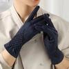 1 Pair Women Cycling Gloves Autumn Winter Windproof Elastic Faux Snakeskin Touchscreen Anti-slip Thermal Cold Weather Full Finger Riding Gloves