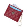 Women Simple Fashion Short Wallet Pu Leather Zipper Card Holder Ladies Multi-card Rhombus Coin Purse with Keychain
