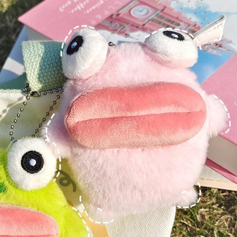 Cute Sausage Mouth Frog Key Chain Cartoon Plush Doll Pendant Couple Key Ring Backpack Charms Car Bag Decor Christmas Gift