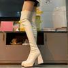 High-heeled Small Man Increases Height and Looks Thin Over-the-knee Boots, Long Boots, White Over-the-knee Boots, Waterproof Table, New In Autumn and
