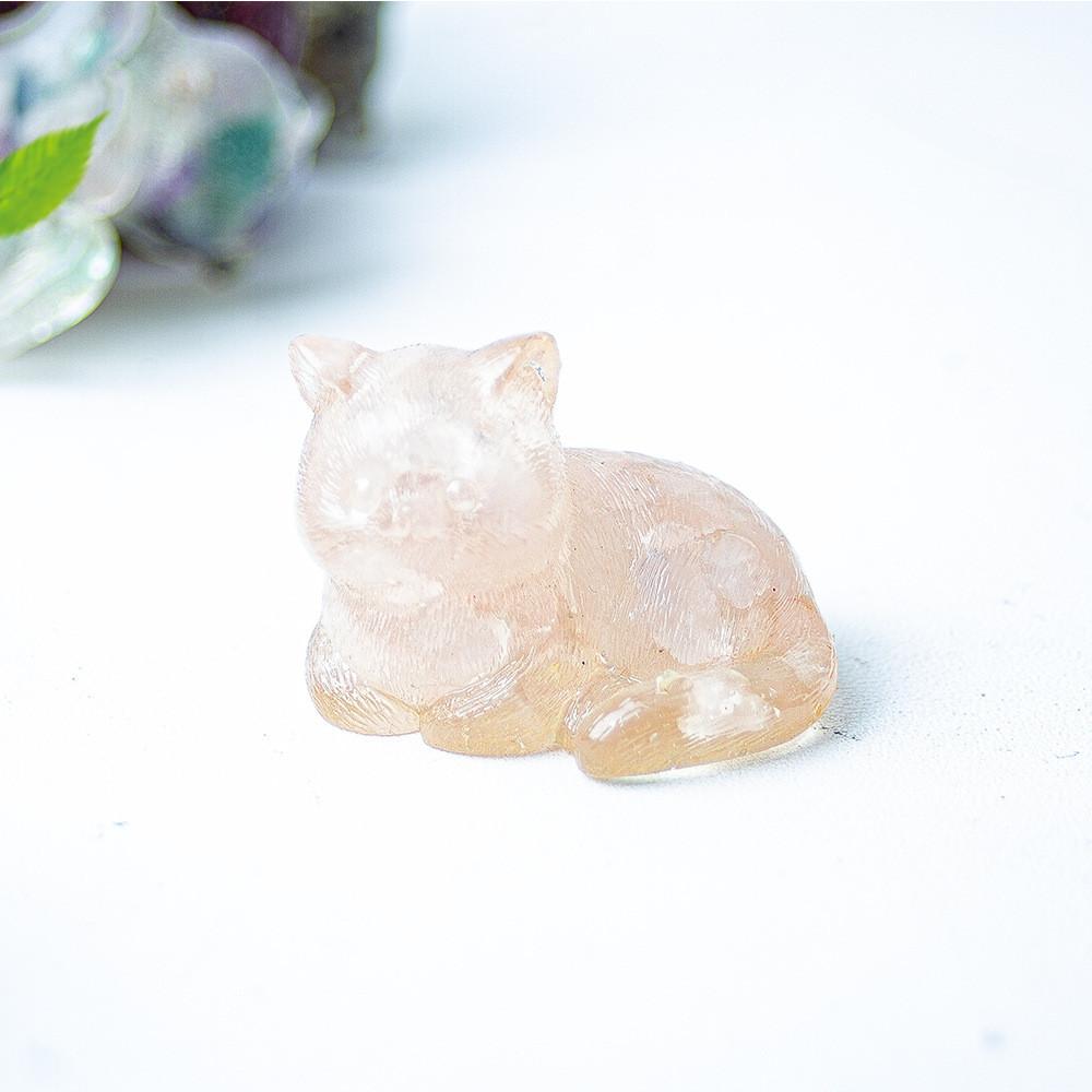 Мини-фигурка кошки, изделие из смолы, декор для дома, офисного стола, с натуральным кристаллом, для подарка