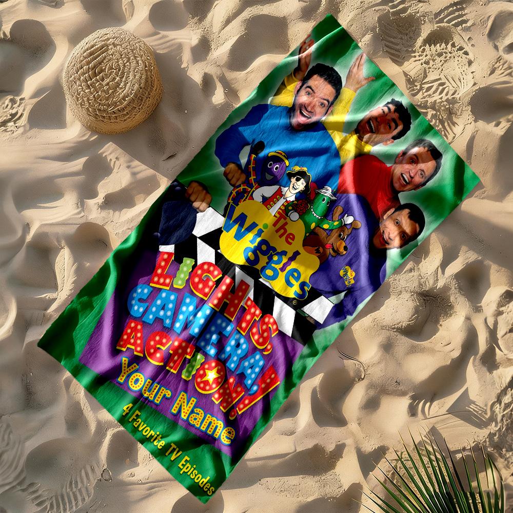 Wiggles Customizable Name Beach Towel High Absorbency Quick-Dry Suitable for Sports Travel Swimming Yoga Bathroom Beach And Pool