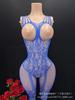 European and American new sex underwear hollow chest sexy one-piece jacquard mesh clothes open neck explosion