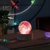Faux Crystal Glass Balls USB Powered LED Chakra Ball with Wooden Base Ice Cracked Spheres Night Light for Meditation Home Table Decor
