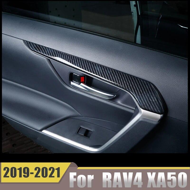 For Toyota RAV4 XA50    2022 Interior Car Door Armrest Frame Strips Decoration Cover Trim Carbon Fiber Accessories