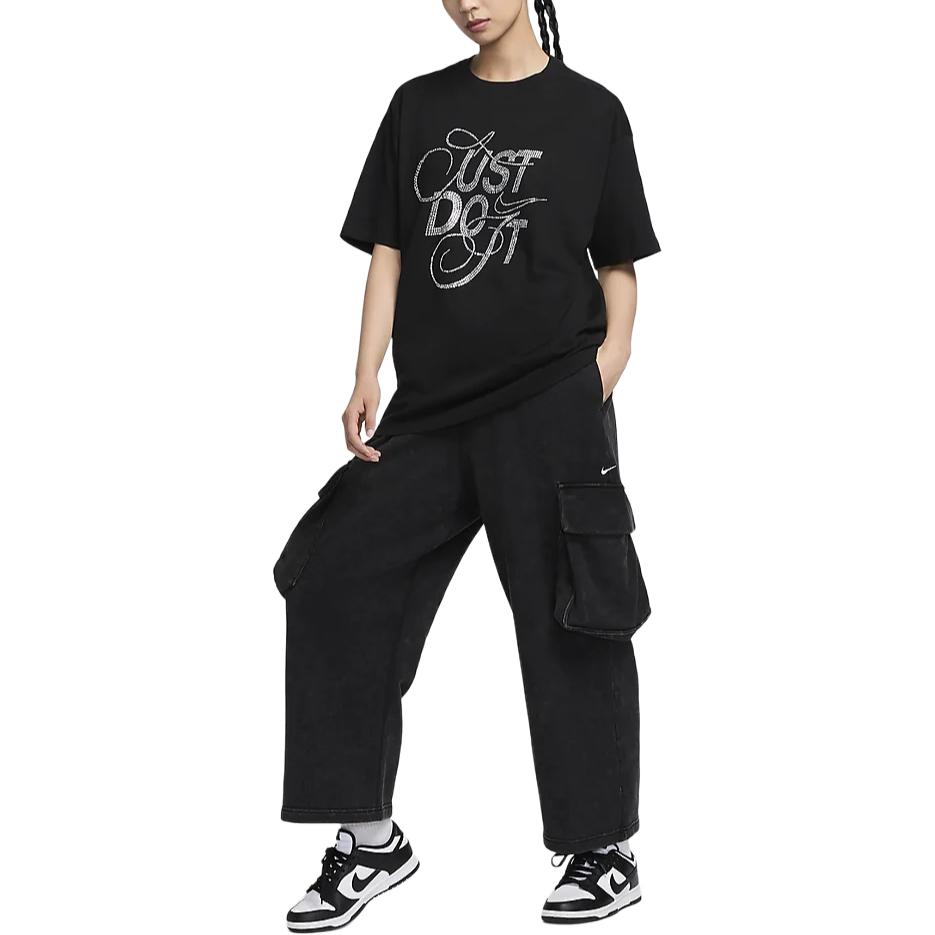 Nike Спортивные брюки с логотипом, прямые, трикотажные, женские, черные HQ4751-010