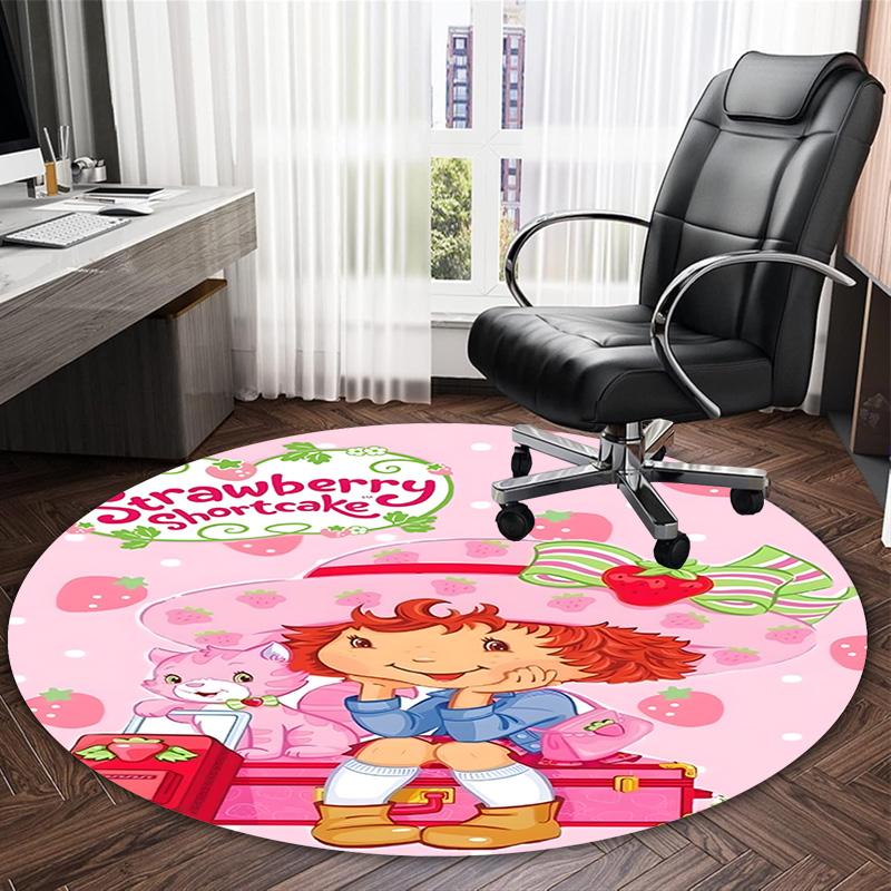 1pc Princess Strawberry2 Carpet, Round Rug, Comfortable, Suitable for Entryways, Living Rooms, Office, And Bedrooms, Christmas Decoration