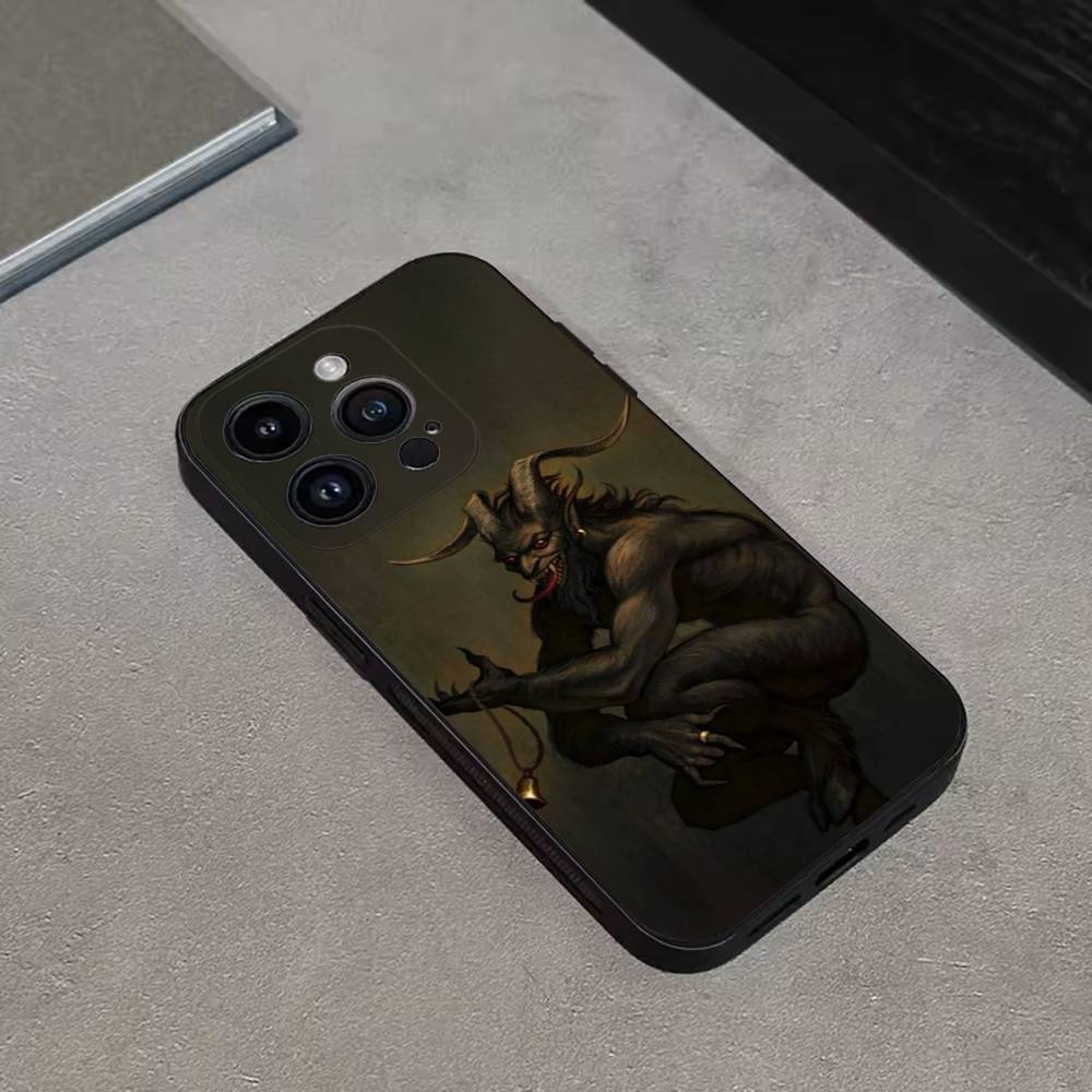 Сатанинский козел Сатана Дьявол Чехол для телефона для iPhone 16,15,14,13,12,11 Plus,Pro Max,XS,X,XR,SE,Mini,8,7, Мягкий силиконовый черный чехол