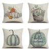 Thanksgiving Linen Pillowcase Autumn Pumpkin Print Pillow Cushion Cover