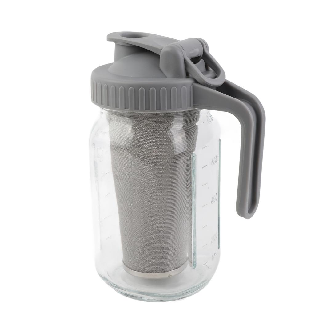 Glass Mason Jar Pitcher with Lid Wide Mouth Large Capacity Leakproof Glass Jug with Filter Lid Cold Brew Pitcher for