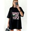 Oversized T Shirt Black Tanned And Tipsy Cocktail Print For Beach Party Summer Outfits