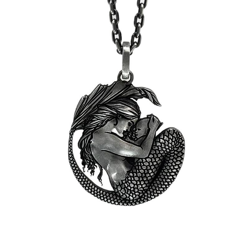 Pendant Mermaid Fashionable Necklace Geometric Pattern Men Women Decoration