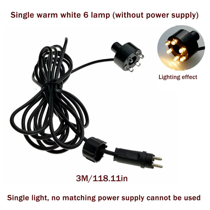 1 шт. Подводное 6-светодиодное кольцо для фонтана, пруда с рыбами, водного сада, адаптер переменного тока, теплый белый/белый, украшение для фонтана