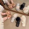 Seaside Vacation Wind Toe Flower Flip-flops Women's Flat-bottomed Cool Slippers Wear Non-slip Beach Shoes Summer