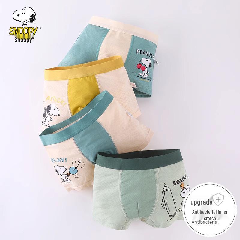 Летние антибактериальные боксеры из ледяного шелка Snoopy для мальчиков, детское нижнее белье класса А