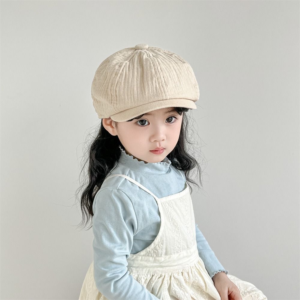 Solid Color Children Forward Hat Visor Baby Beret Retro Kids Newsboy Cap Boy Girl