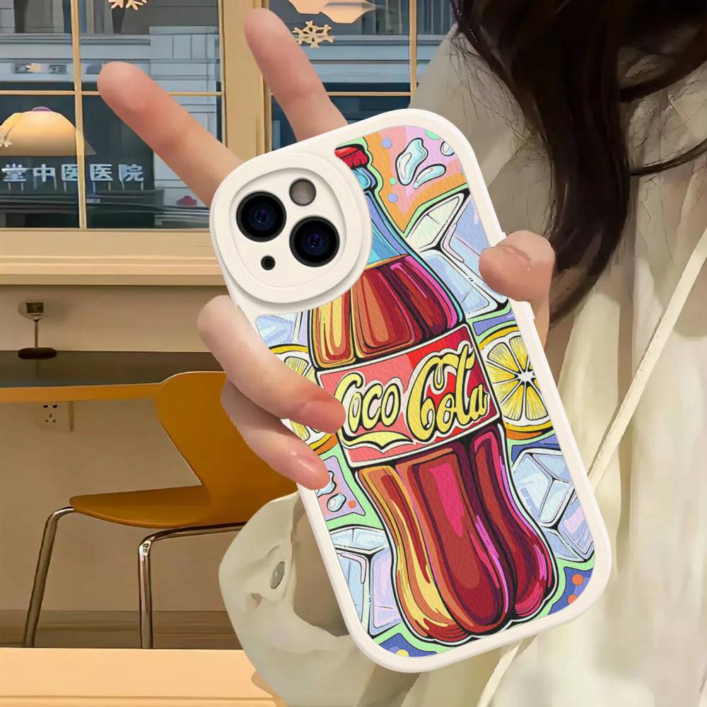 Горячий C-Coca Напитки C-Cola Чехол для телефона Для Iphone 16 15 14 13 12 11 Pro Max Plus Кожаный Мягкая задняя крышка