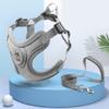 Full Pot Basic Harness + 2 Tow Leash Set X-Type Luminous Dog Small Dog Medium Dog, Gray