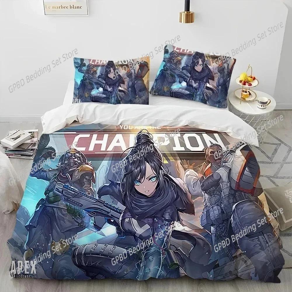 3D Печать Набор постельного белья A-Apex Legends 3D Печать Подходит для спальни Комплект пододеяльника С наволочками Детский домашний текстиль