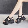 Женские летние сандалии на платформе 2025 новая обувь на высоком каблуке модные с высоким чувством толстый каблук универсальные туфли для маленьких женщин