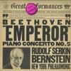 LP Record RUDOLF SERKIN, LEONARD BERNSTEIN, N - Beethoven : Piano Concerto No.5 Emp 60122 CBS GREAT PERFO Netherland Classical Used