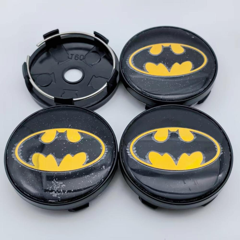 4pcs 60mm (I.D 56mm) Car Styling Bat Logo Badge Emblem Car Wheel Center Caps Rim Hub Cover Stickers Decoratio Auto Accessories