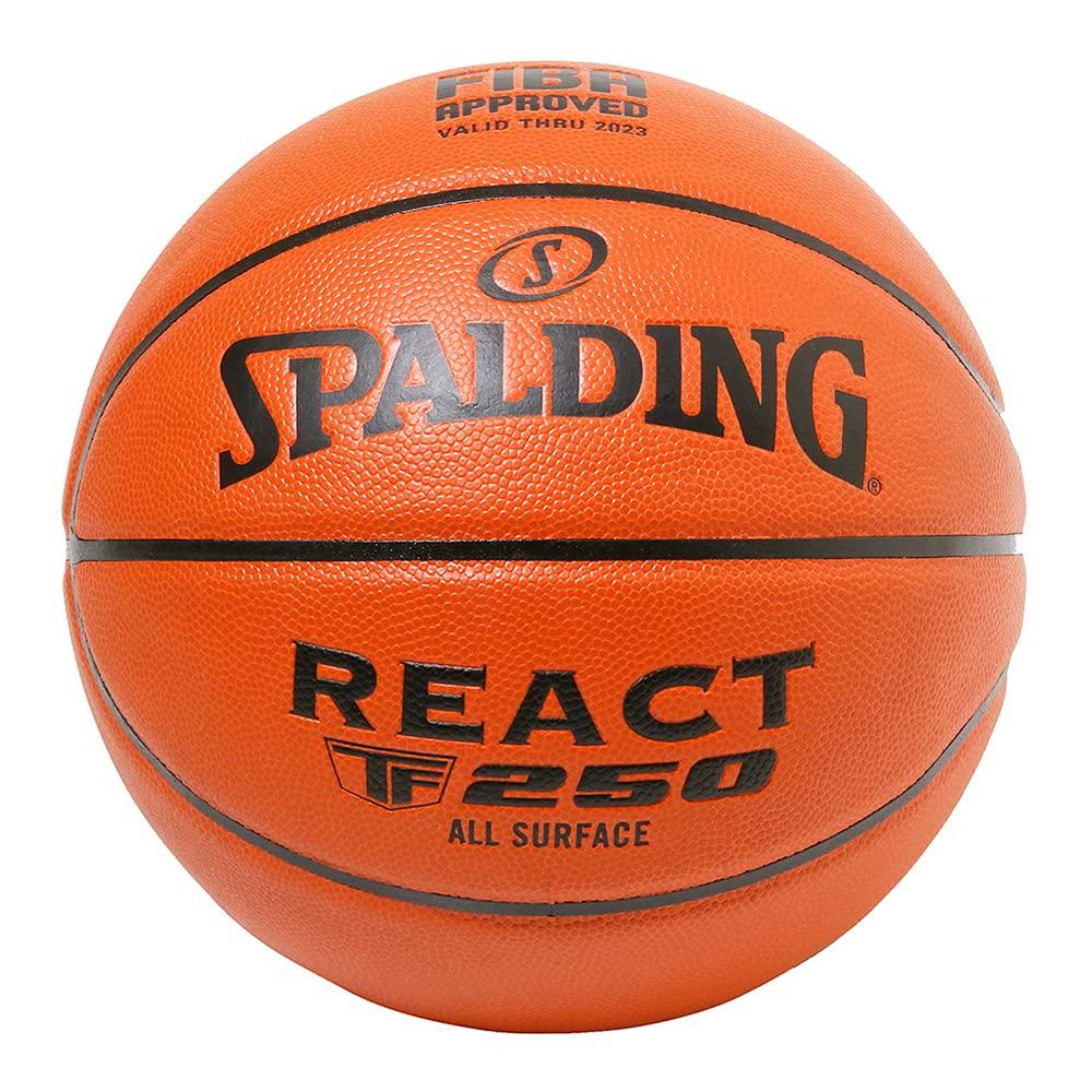 SPALDING Баскетбольный мяч React TF-250, Официальный мяч JBA/FIBA, Размер 7, 77-081J, Коричневый